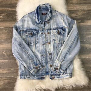 Bleached dyed distress jean jacket